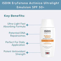 ISDIN Facial Sunscreen 3.4 fl. oz. ISDIN Eryfotona Actinica Ultralight Emulsion SPF 50+ - Skin Type Solutions