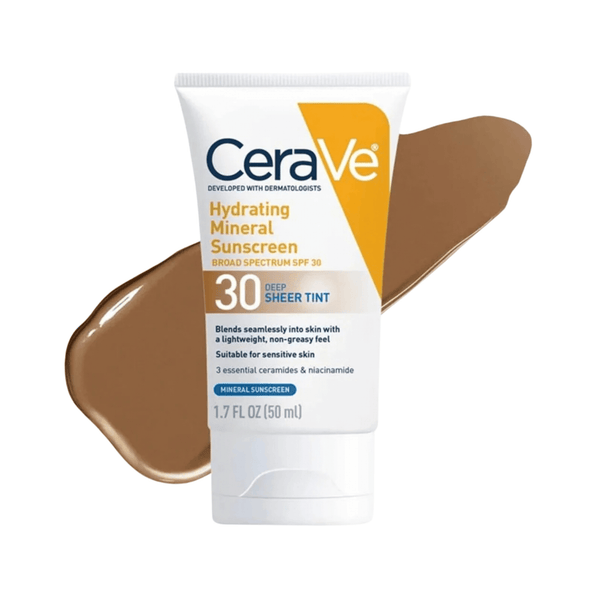 Cerave Face & Body Sunscreen Deep CeraVe Hydrating Mineral Sunscreen Broad Spectrum SPF 30 - Skin Type Solutions