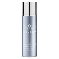 COSMEDIX Peptide-Rich Defense Moisturizer with Broad Spectrum SPF 30 in a tall, metallic silver bottle with a reflective cap, shown on a plain white background. at skin type solutions