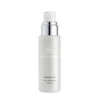 COSMEDIX Serum 16 Rapid Renewal Serum in a frosted white cylindrical bottle with a silver pump dispenser and white cap, shown on a plain white background. Skin Type Solutions