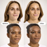 A white bottle of ISDIN Eryfotona Actinica Tinted Lightweight Emulsion Sunscreen SPF 50, skin type solutions before and after