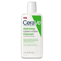 Cerave Facial Cleanser 3 oz. Travel Size CeraVe Hydrating Cream to Foam Cleanser for Normal to Dry Skin - Skin Type Solutions