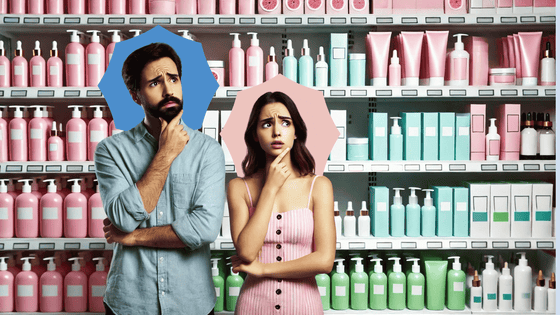 A man and woman shopping for personalized skin care