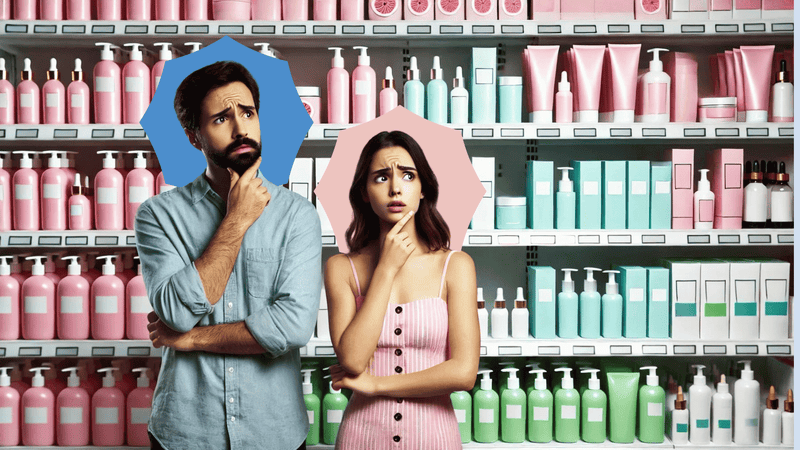 A man and woman shopping for personalized skin care