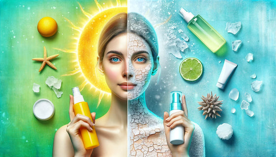 split face showing the seasonal skincare needs of skin