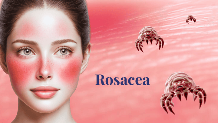 Woman with rosacea and 3 demodex mites
