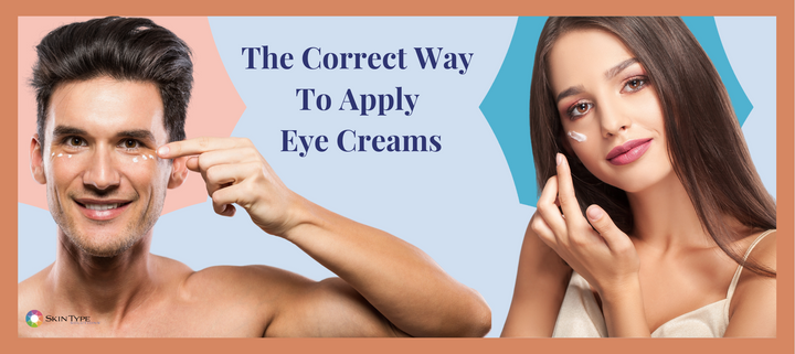 A man and a women showing how to apply eye cream