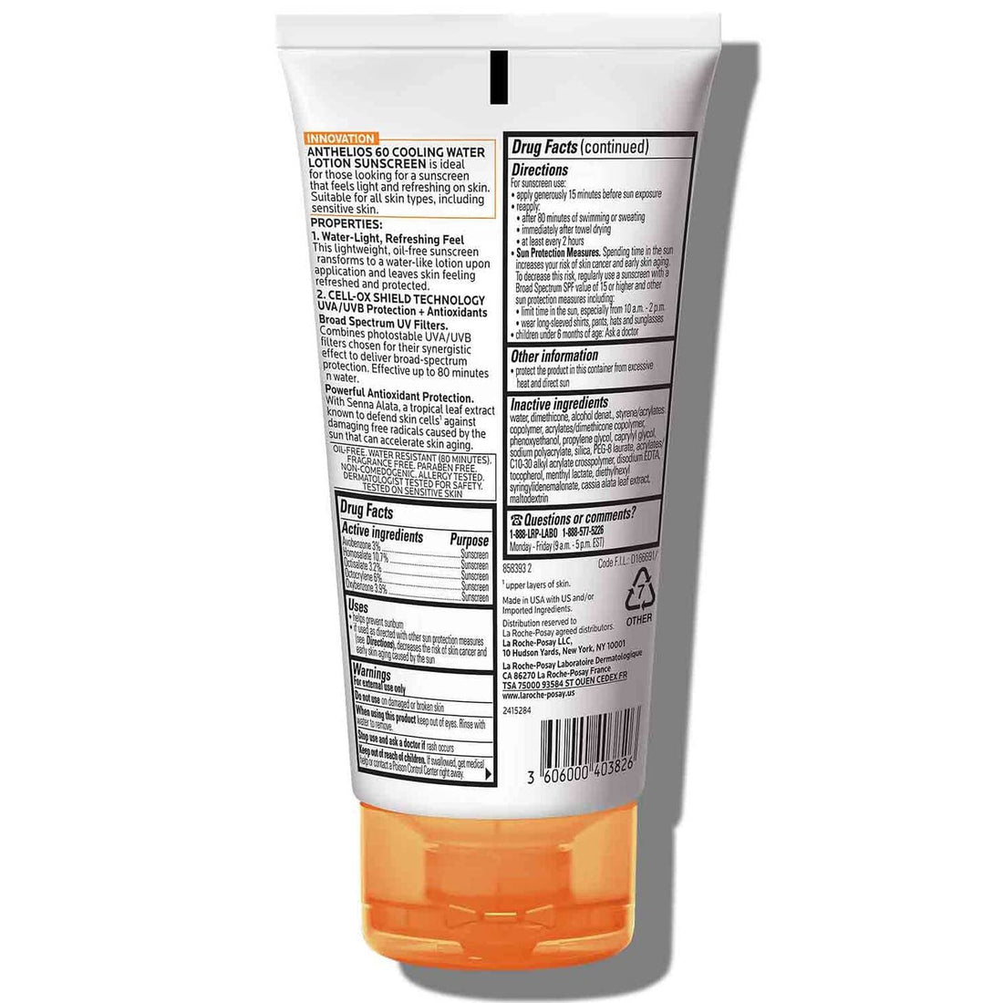 La Roche-Posay Body Sunscreen 5.0 fl. oz. La Roche-Posay Anthelios 60 Cooling Water-Lotion Sunscreen SPF 60 - Skin Type Solutions