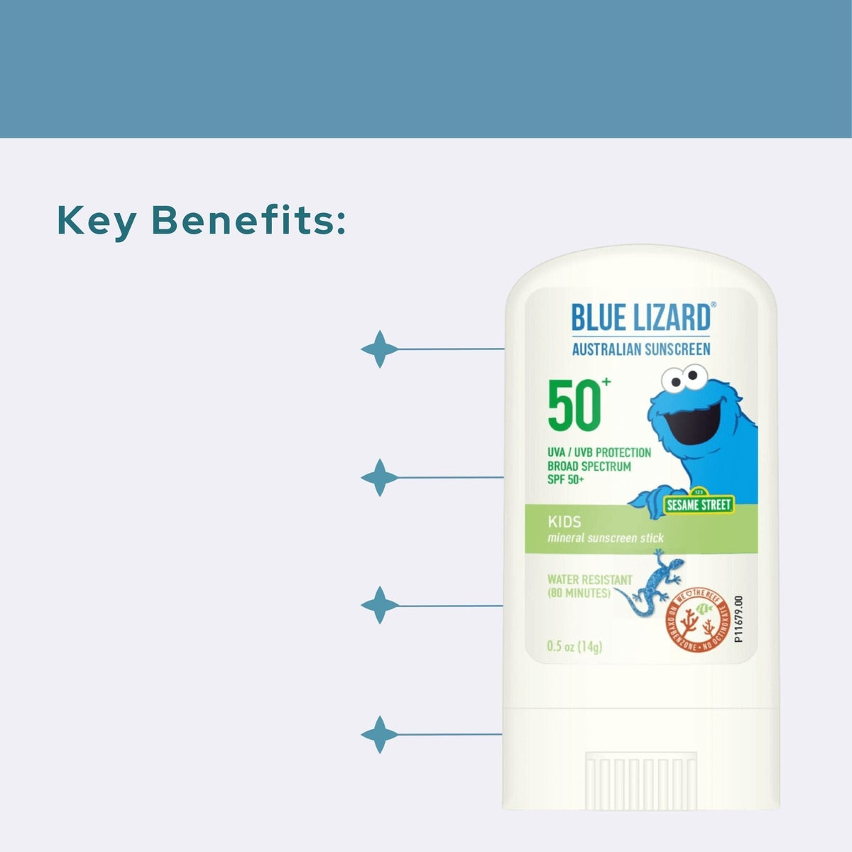 Blue Lizard Body Sunscreen 0.5 oz. (Stick) Blue Lizard Australian Kids Mineral Sunscreen Stick SPF 50+ - Skin Type Solutions