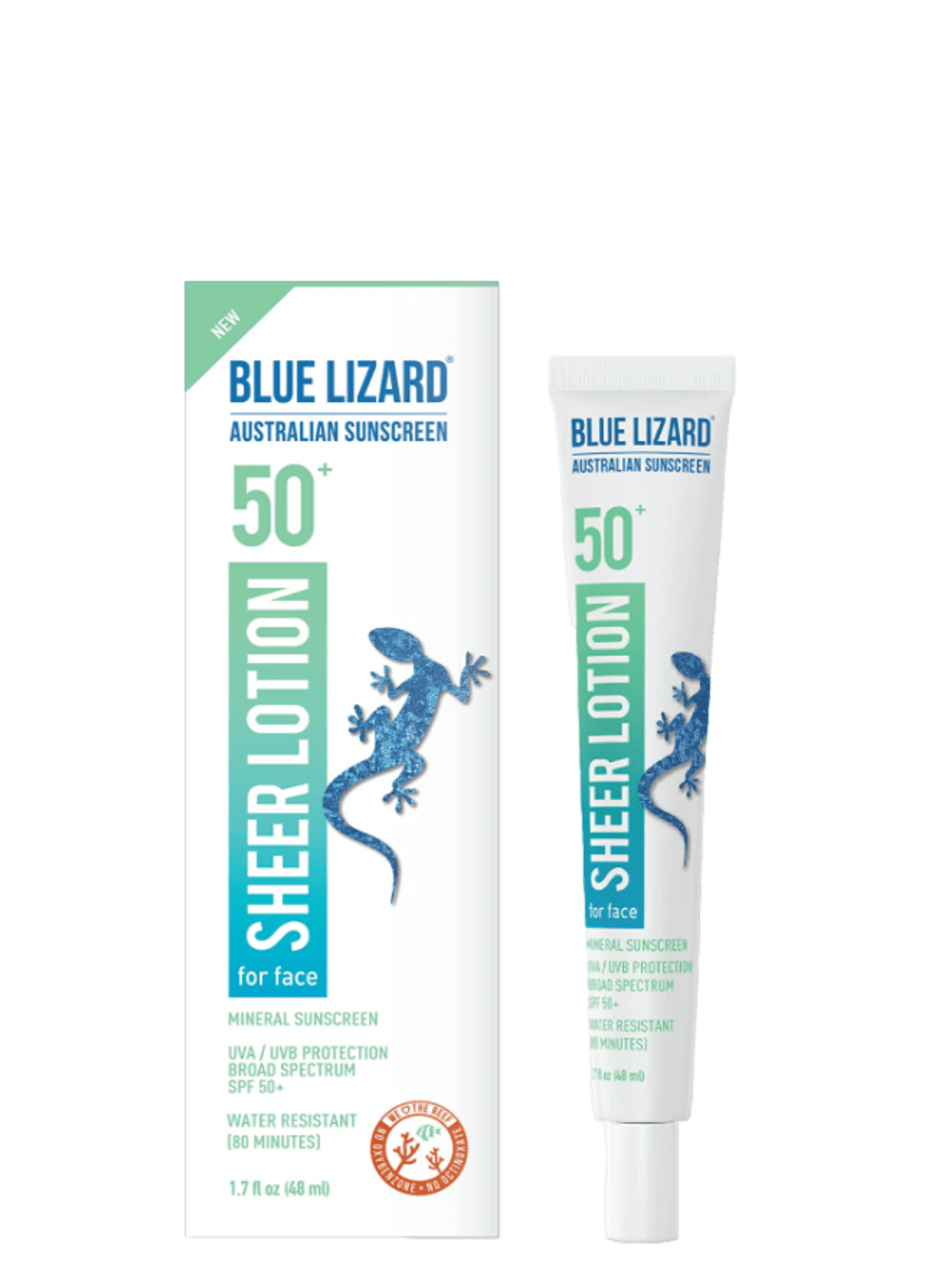 Blue Lizard Body Sunscreen 1.7 fl. oz. Tube Blue Lizard Australian Sheer Mineral Sunscreen Lotion for Face SPF 50+ - Skin Type Solutions