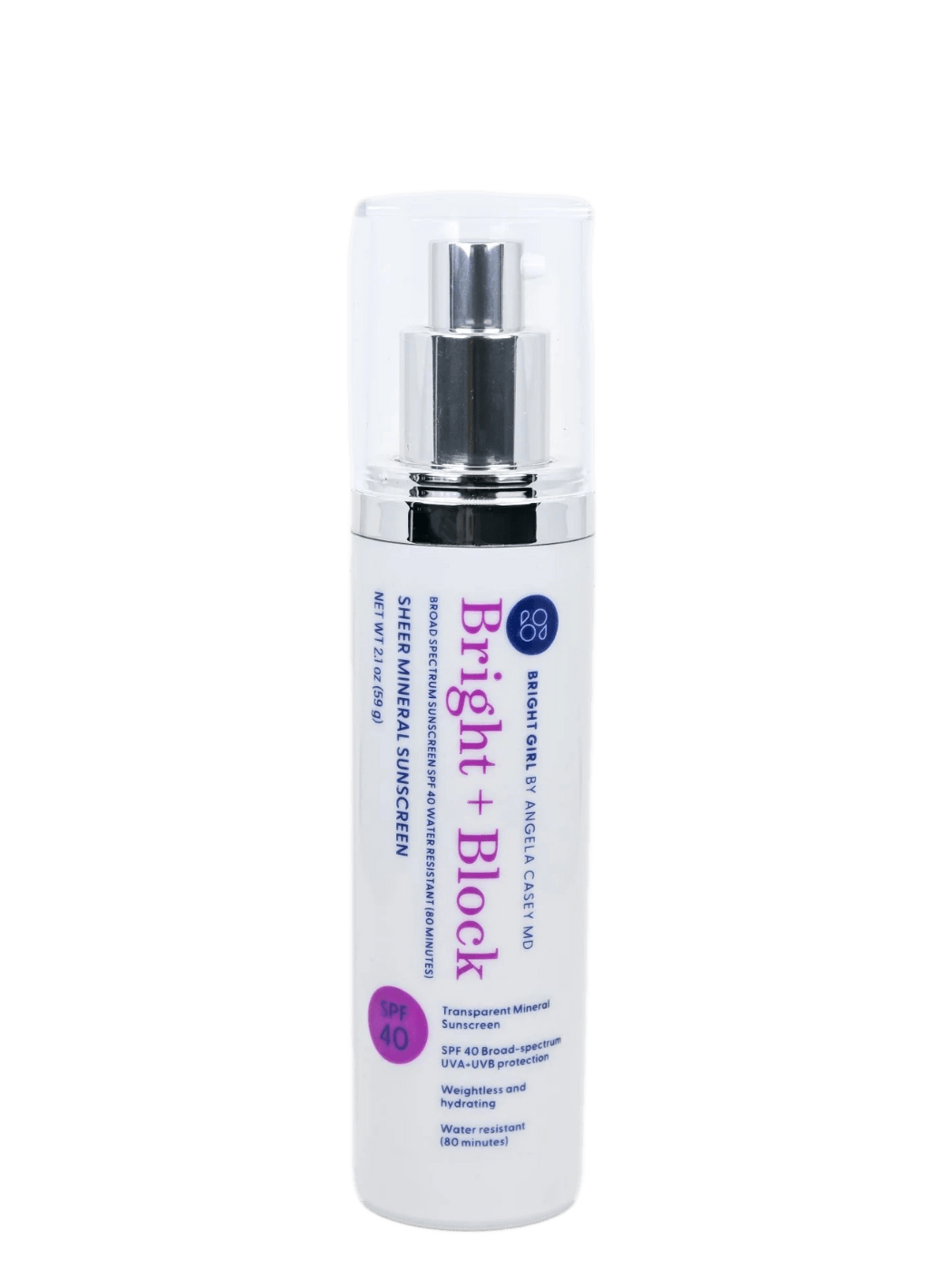 Bright Girl SkinCare 2.1 oz. Bright Girl Bright + Block SPF40 Sheer Mineral Sunscreen - Skin Type Solutions