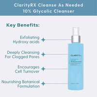 ClarityRx Cleanse As Needed Limpiador glicólico al 10%