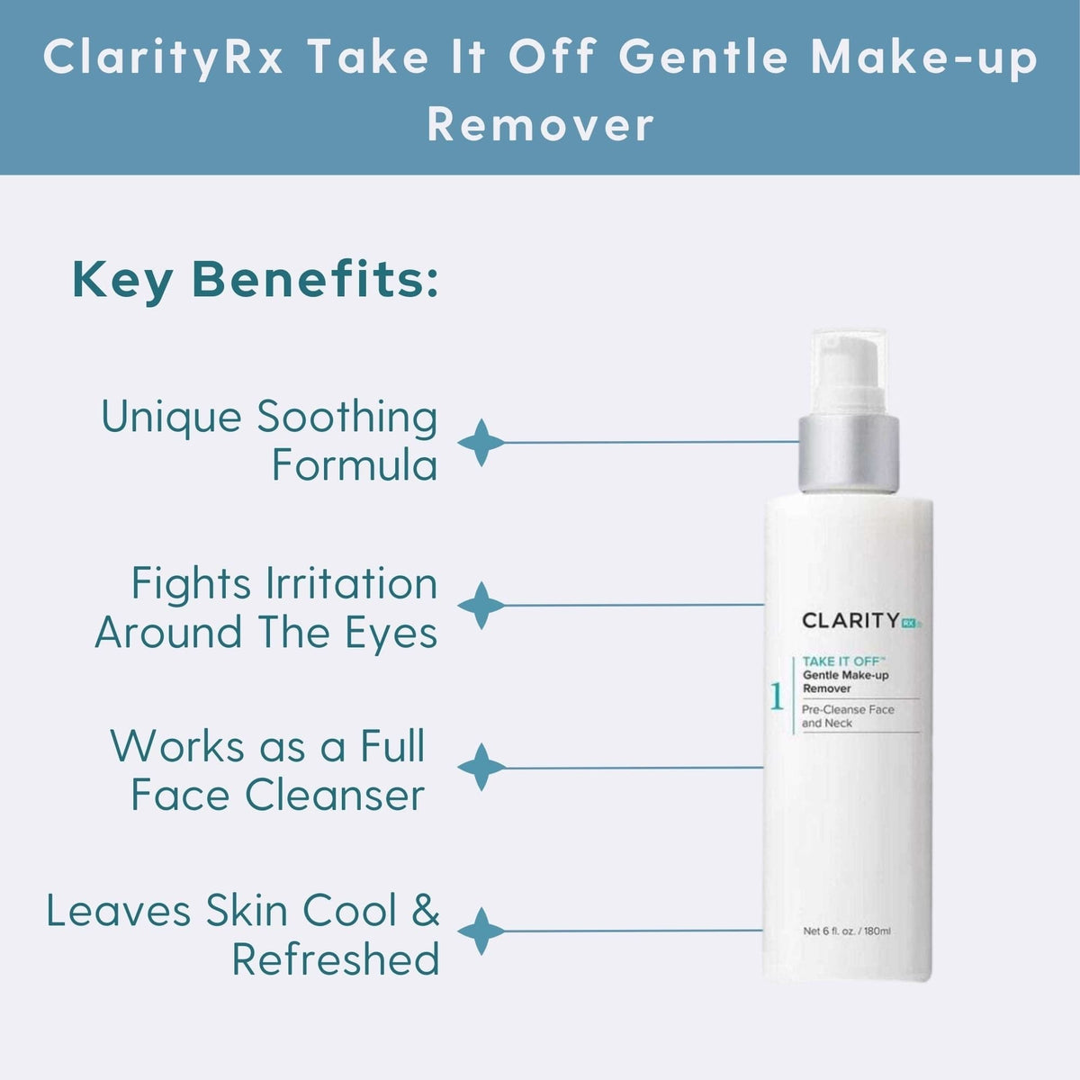 ClarityRx Makeup Remover 6 fl oz. ClarityRx Take It Off Gentle Make-up Remover - Skin Type Solutions