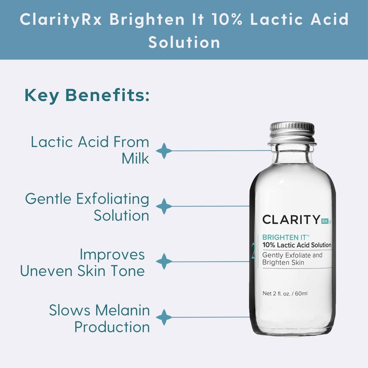 ClarityRx Facial Toner 2.0 fl. oz. ClarityRx Brighten It 10% Lactic Acid Solution - Skin Type Solutions