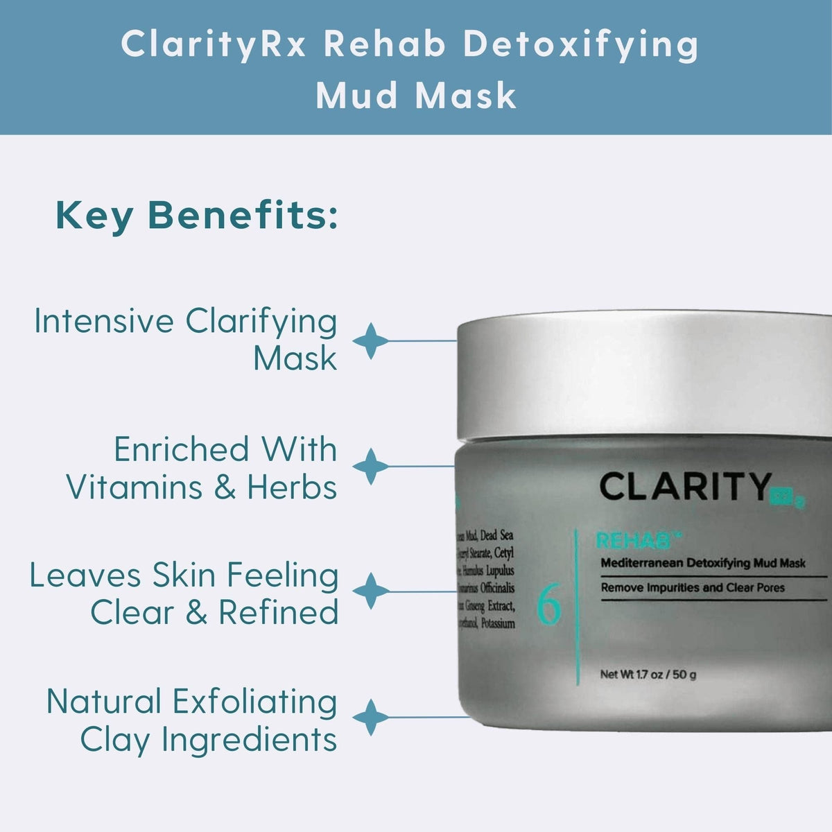 ClarityRx Facial Mask 1.7 oz. ClarityRx Rehab Detoxifying Mud Mask - Skin Type Solutions