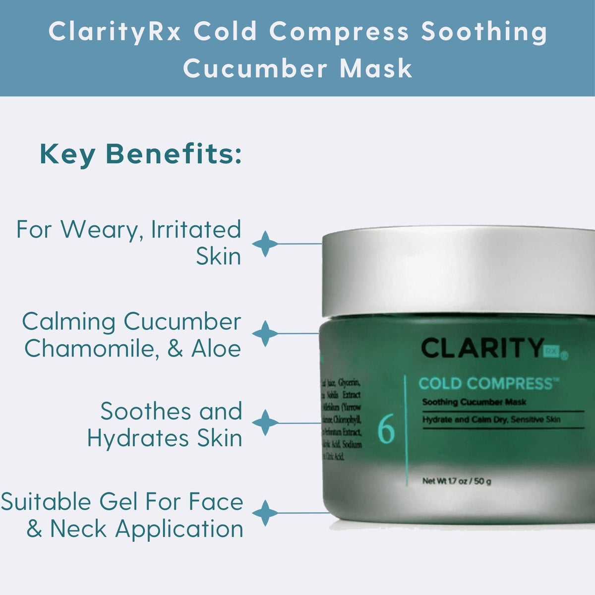 ClarityRx Facial Mask ClarityRx Cold Compress Soothing Cucumber Mask - Skin Type Solutions