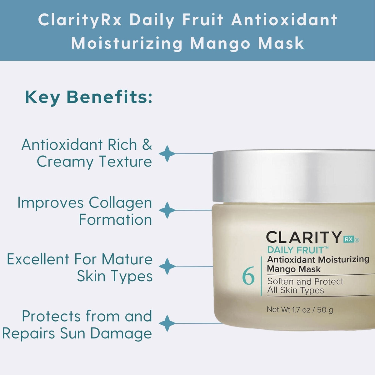 ClarityRx Facial Mask 1.7 oz. ClarityRx Daily Fruit Antioxidant Moisturizing Mango Mask - Skin Type Solutions