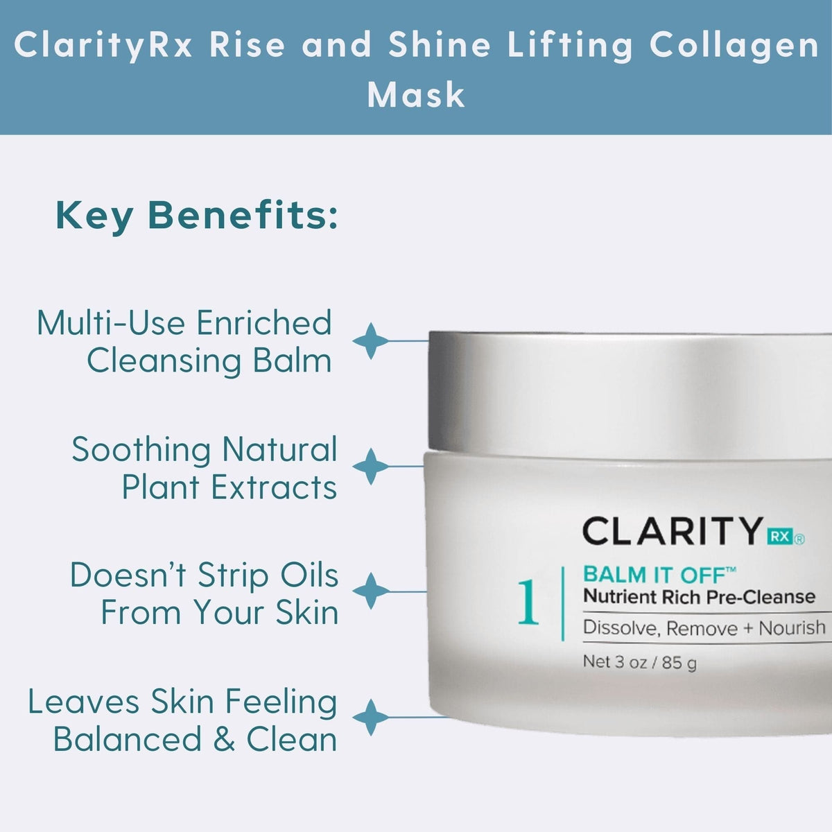 ClarityRx Makeup Remover 3 oz. ClarityRx Balm It Off Nutrient Rich Pre-Cleanse - Skin Type Solutions