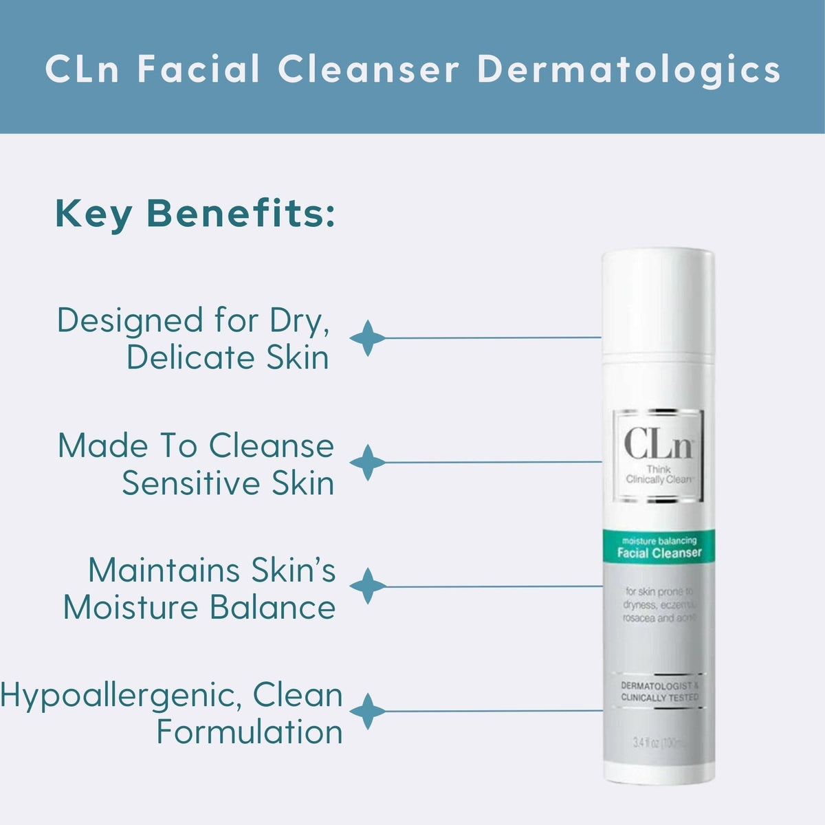CLn Skincare Face & Body Cleansers 3.4 oz. CLn Facial Cleanser Dermatologics - Skin Type Solutions