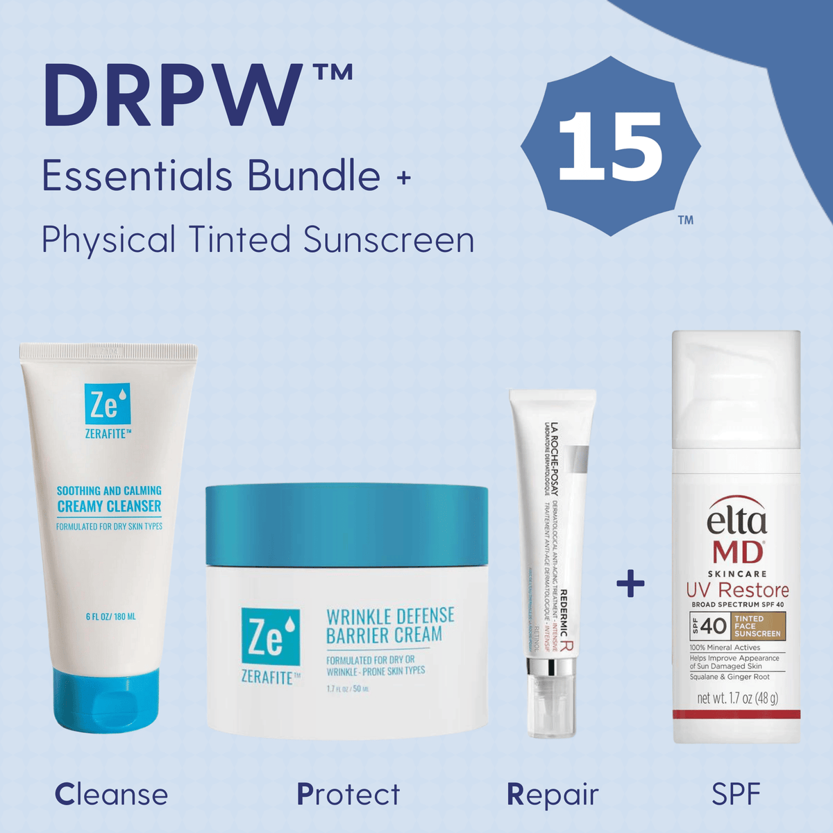 Skin Type Solutions Skincare Bundle Physical Tinted Sunscreen DRPW 15 - Essentials Bundle - Skin Type Solutions