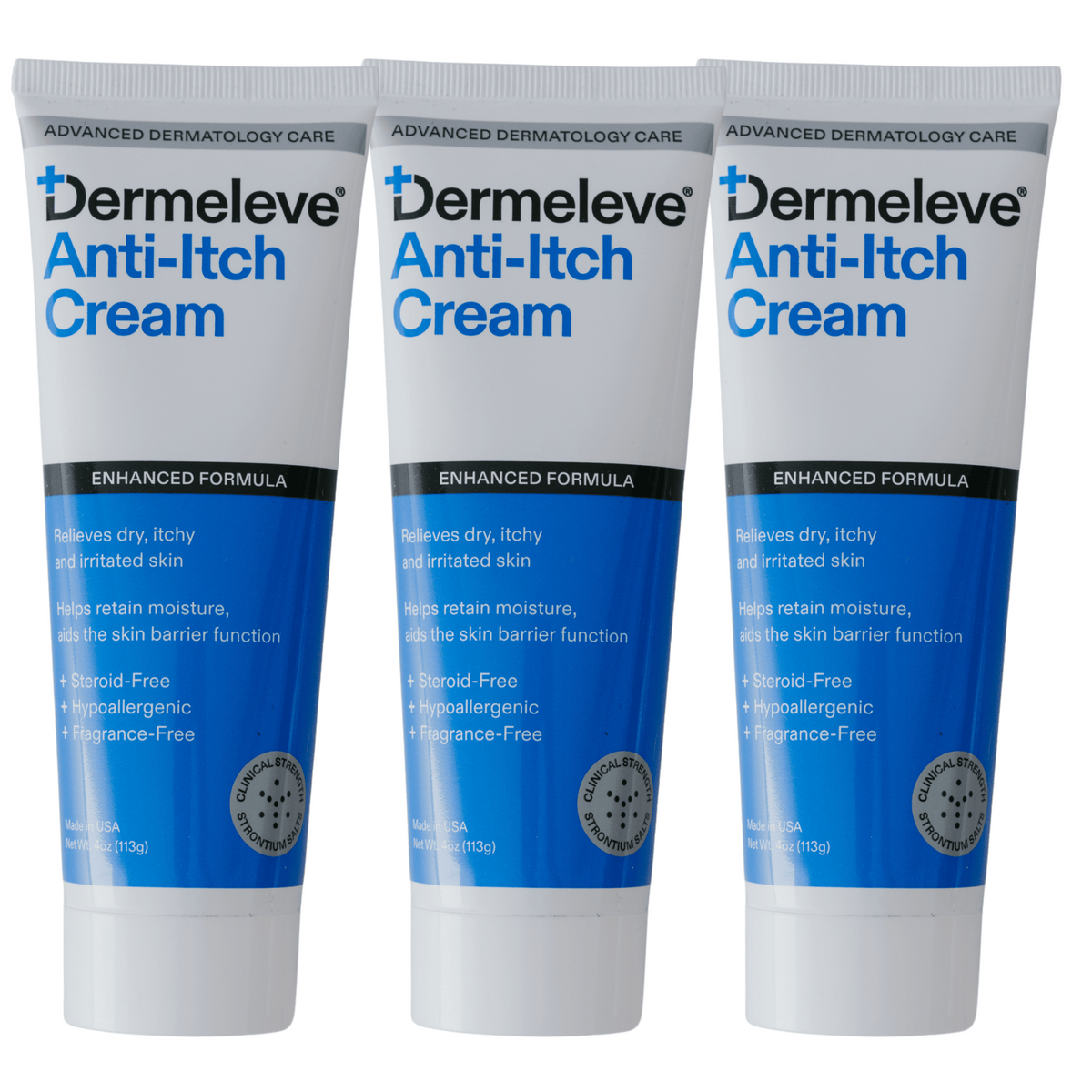 Dermeleve Body Moisturizer 4 fl. oz. (3 Pack) Dermeleve Steroid Free Anti-Itch Soothing Cream 4 oz. - Skin Type Solutions