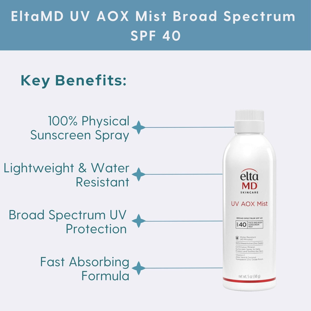 EltaMD Body Sunscreen 5 oz. EltaMD UV AOX Mist Broad Spectrum SPF 40 - Skin Type Solutions