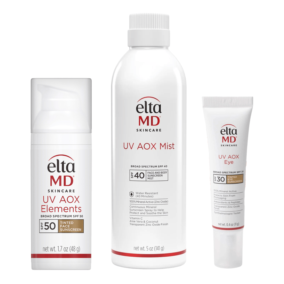 EltaMD Skincare Bundle EltaMD UV AOX Sunscreen TRIO ($140 Value) - Skin Type Solutions
