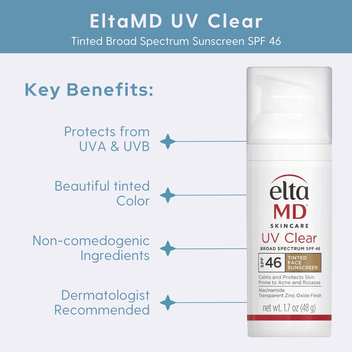 EltaMD Facial Sunscreen 1.7 fl. oz. EltaMD UV Clear Tinted Broad-Spectrum SPF 46 - Skin Type Solutions