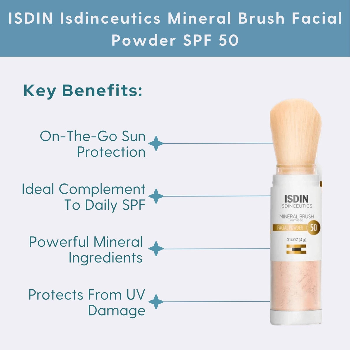ISDIN Facial Powder 0.14 oz. ISDIN Isdinceutics Mineral Brush Facial Powder SPF 50 - Skin Type Solutions