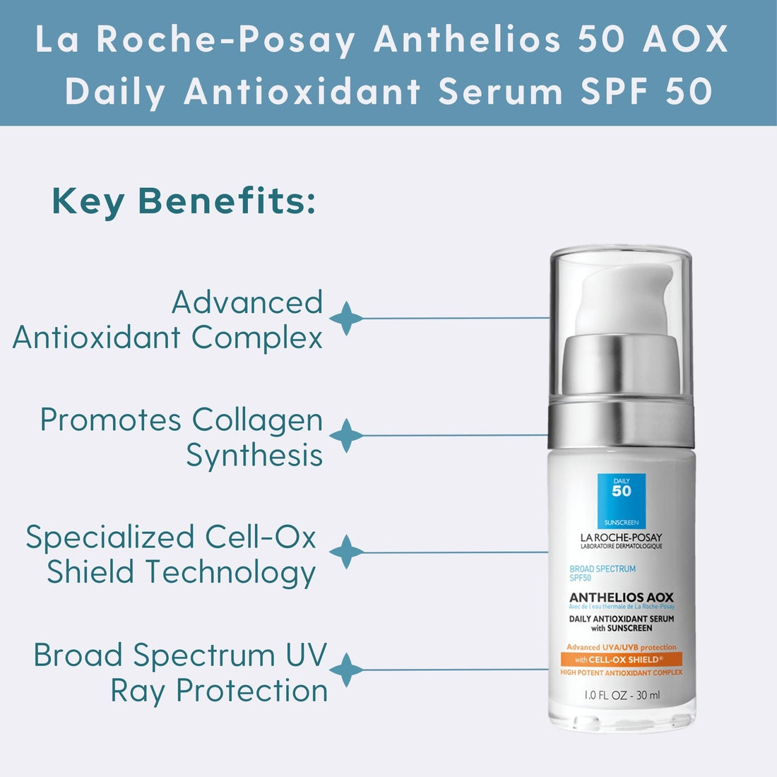 La Roche-Posay Facial Sunscreen 1.0 fl. oz. La Roche-Posay Anthelios 50 AOX Daily Antioxidant Serum SPF 50 - Skin Type Solutions