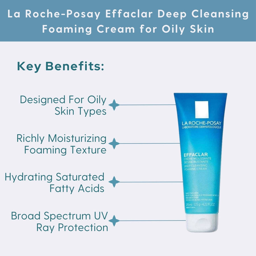 La Roche-Posay Facial Cleanser 4.2 fl. oz. La Roche-Posay Effaclar Deep Cleansing Foaming Cream for Oily Skin - Skin Type Solutions