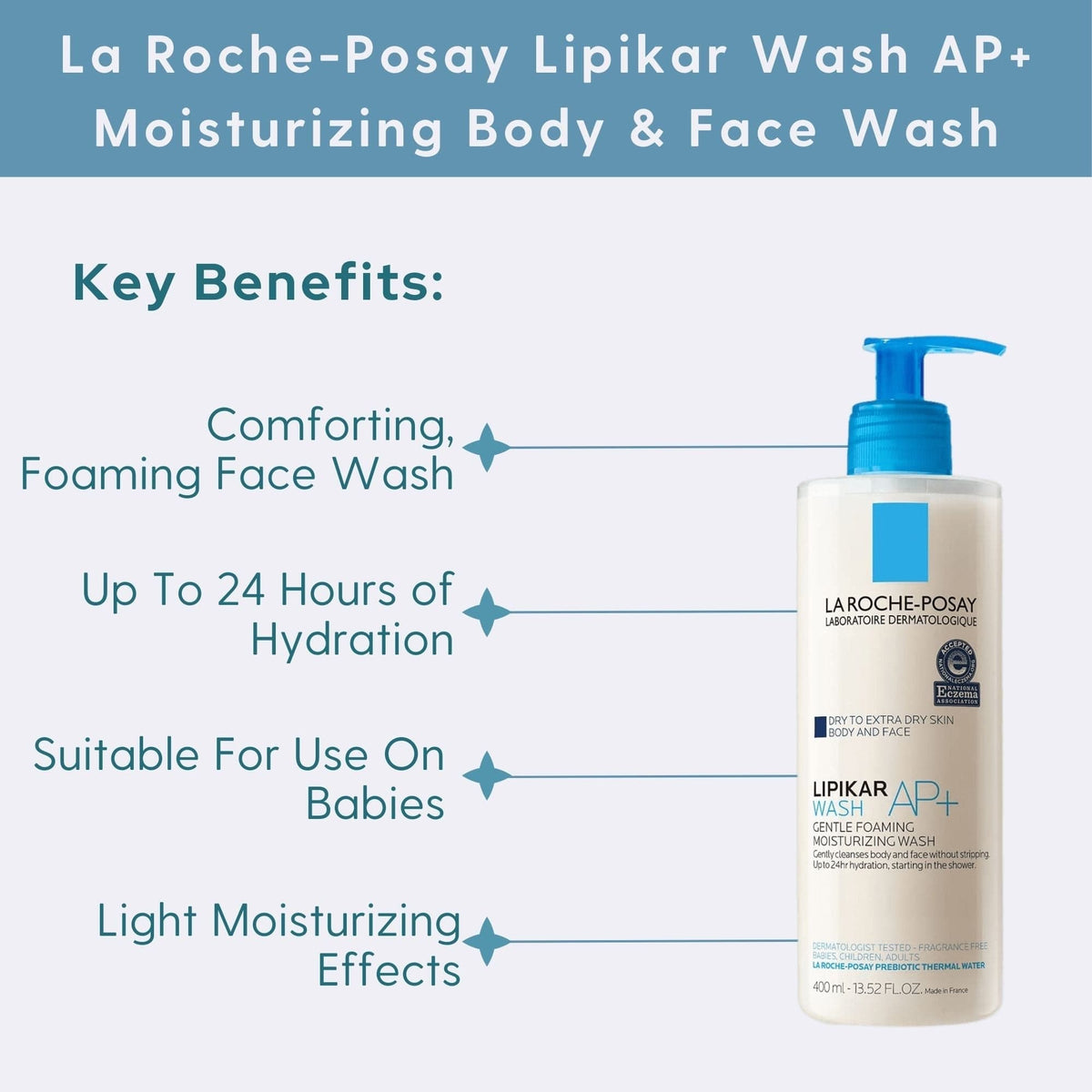 La Roche-Posay Body Cleanser 13.5 fl. oz. La Roche-Posay Lipikar Wash AP+ Moisturizing Body & Face Wash - Skin Type Solutions