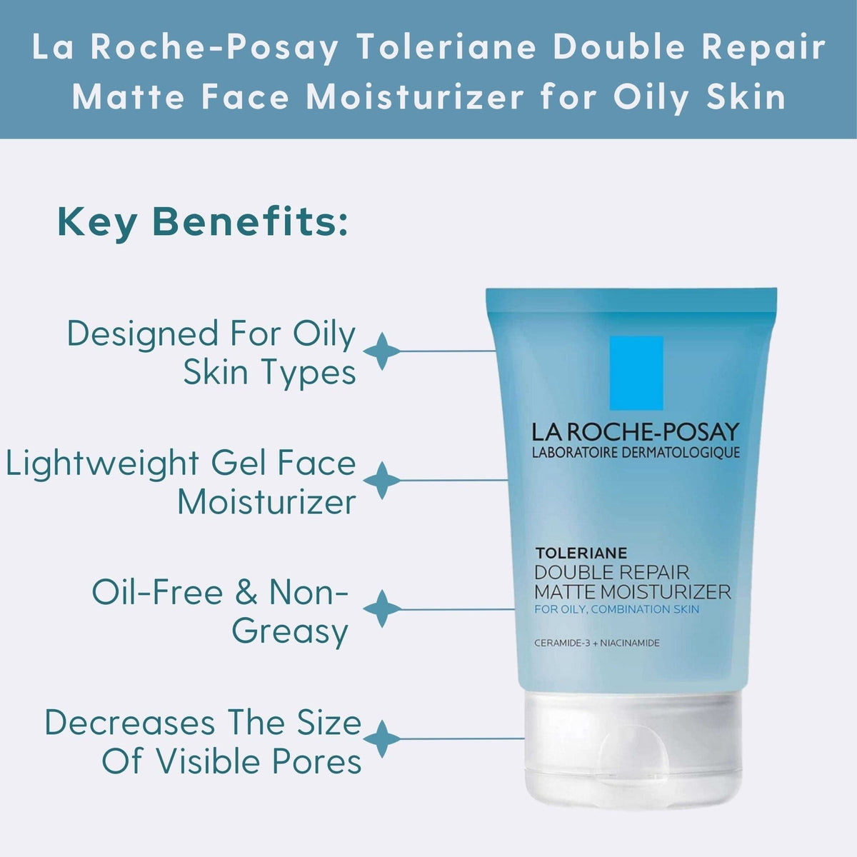La Roche-Posay Facial Moisturizer 2.5 fl. oz. La Roche-Posay Toleriane Double Repair Matte Face Moisturizer for Oily Skin - Skin Type Solutions