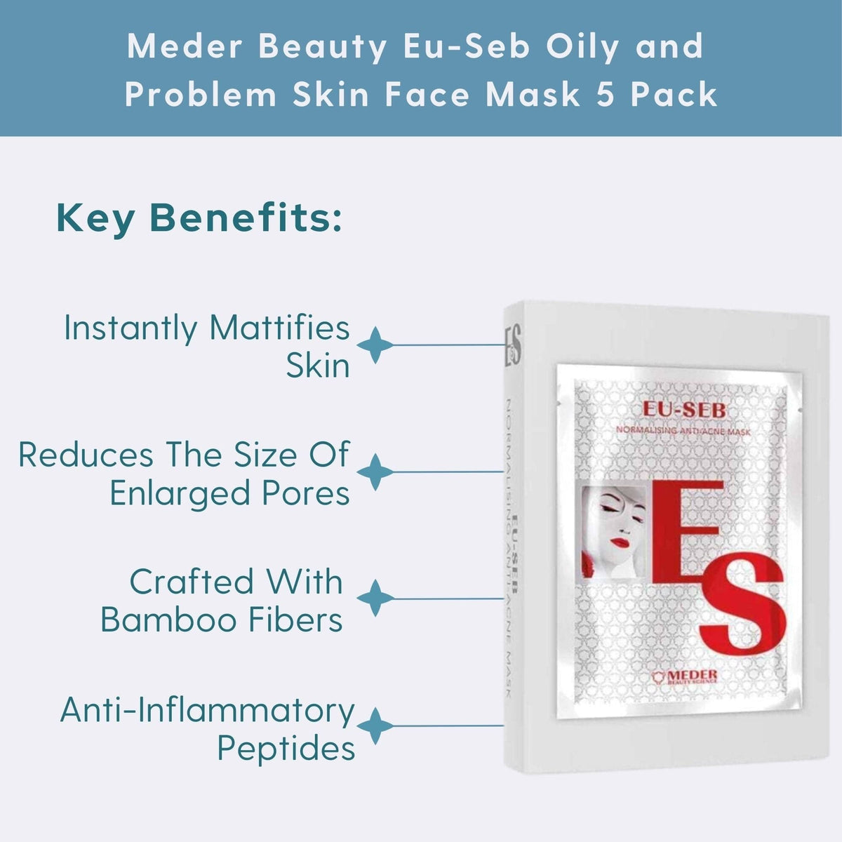 Meder Beauty Facial Mask 5-Pack Meder Beauty Eu-Seb Oily and Problem Skin Face Mask 5 Pack - Skin Type Solutions