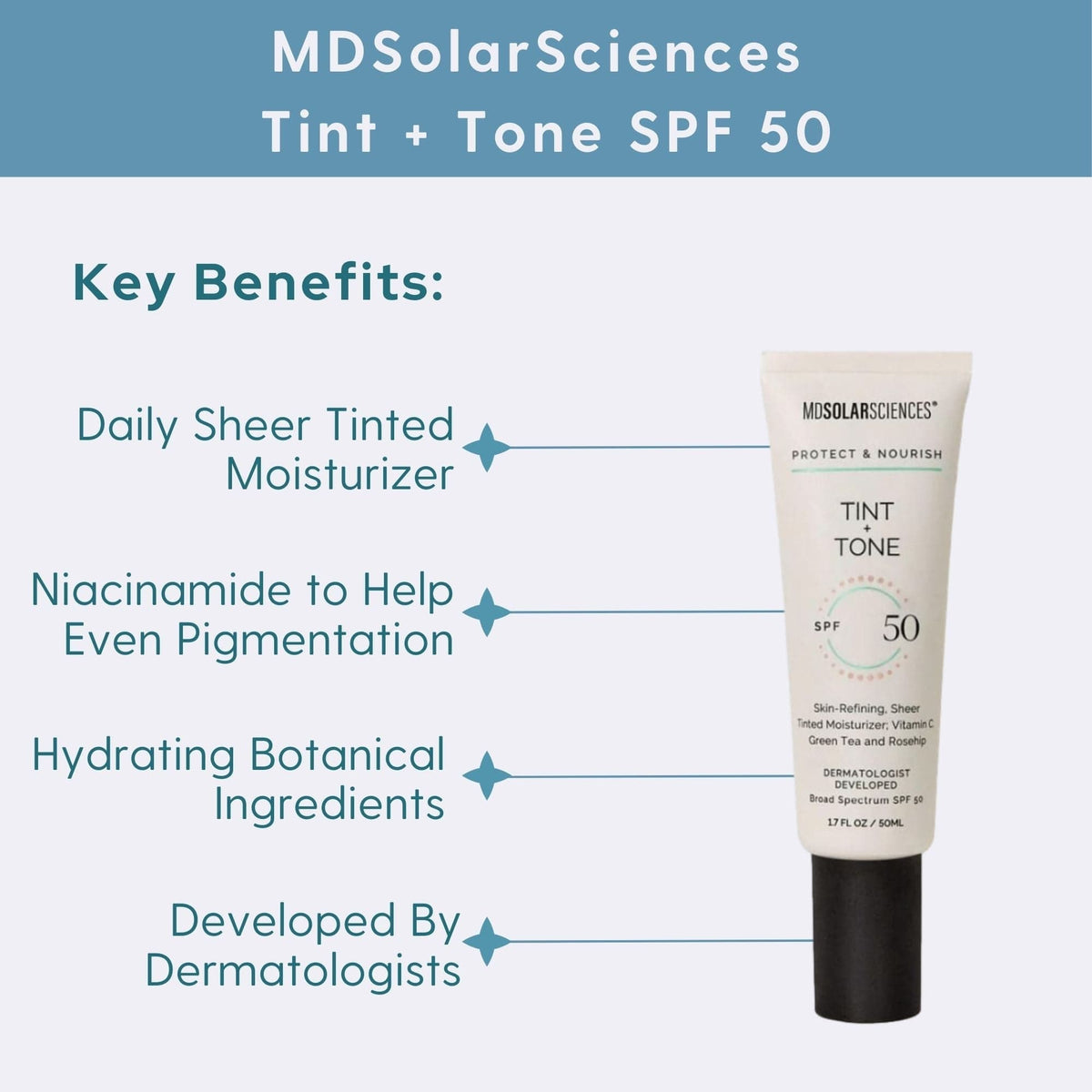 MDSolarSciences Facial Sunscreen 1.7 oz. MDSolarSciences Tint + Tone SPF 50 - Skin Type Solutions