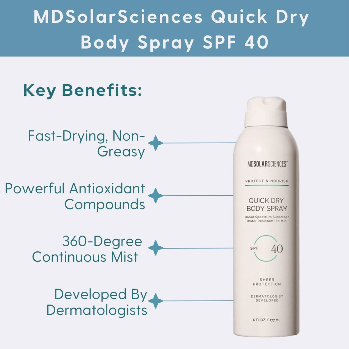 MDSolarSciences Body Sunscreen 6 fl oz MDSolarSciences Quick Dry Body Spray SPF 40 - Skin Type Solutions