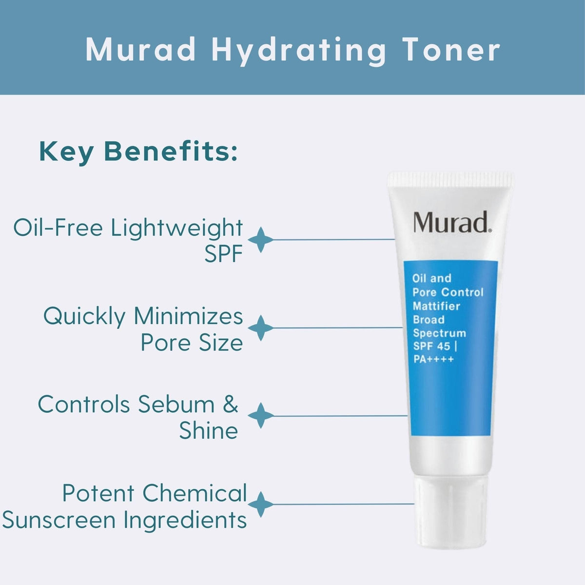 Murad Facial Sunscreen 1.7 fl. oz. Murad Oil and Pore Control Mattifier Broad Spectrum SPF 45, PA++++ - Skin Type Solutions