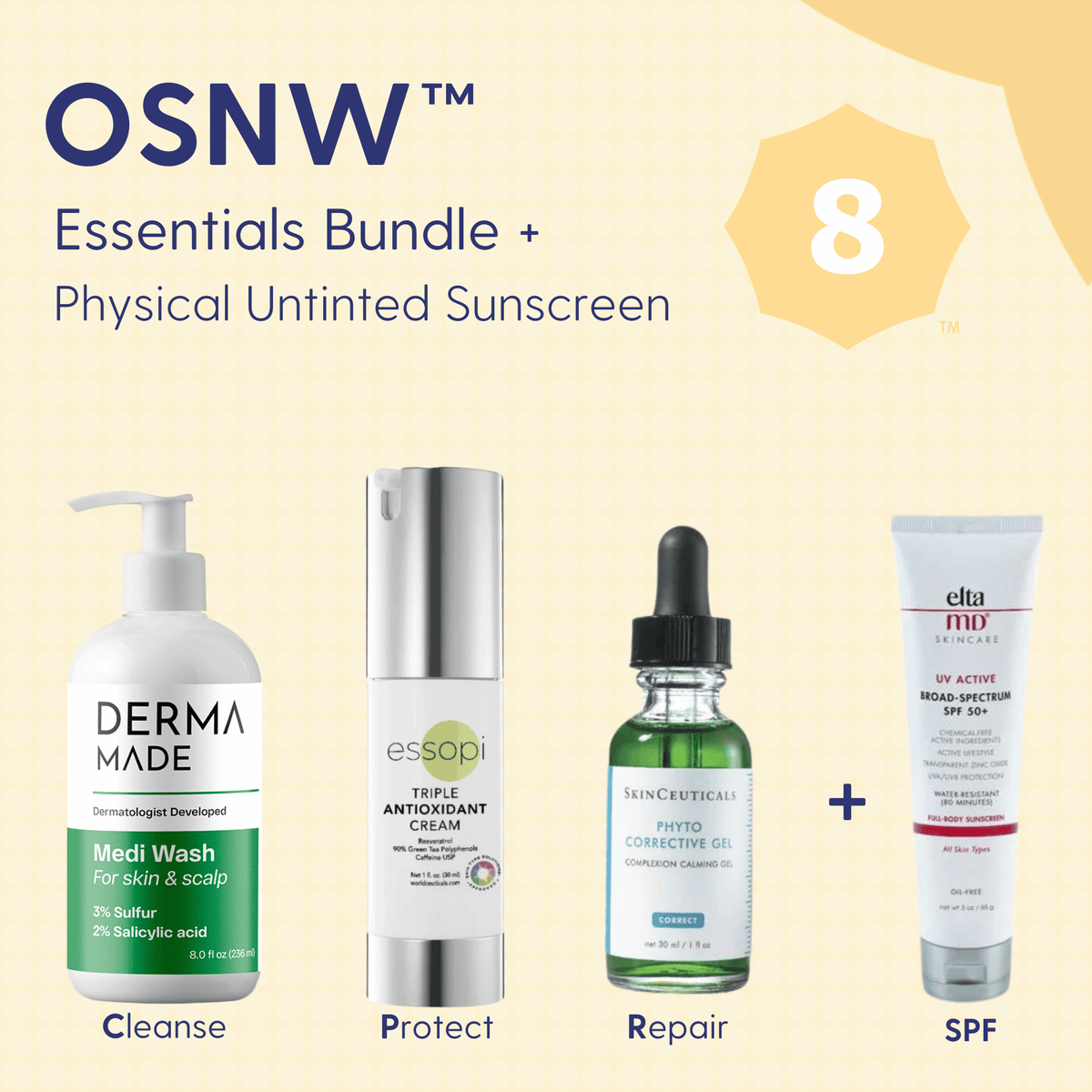 Skin Type Solutions Skincare Bundle Physical Untinted Sunscreen OSNW 8 Redness - Essentials Bundle - Skin Type Solutions