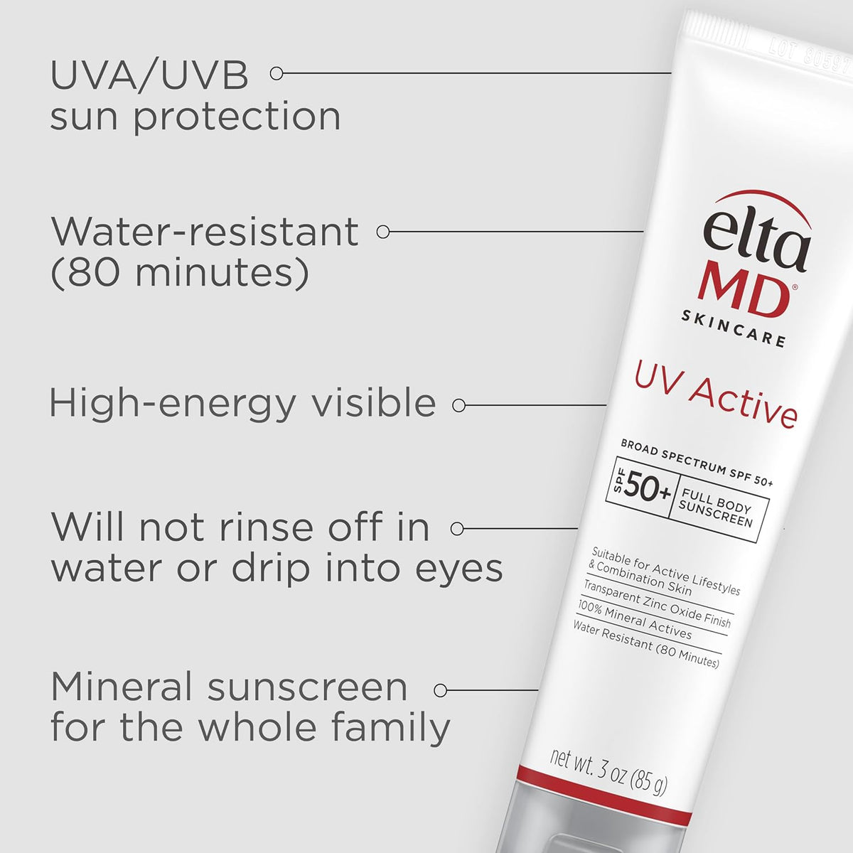 EltaMD Facial Sunscreen 3.0 fl. oz. EltaMD UV Active Broad Spectrum SPF 50+ - Skin Type Solutions