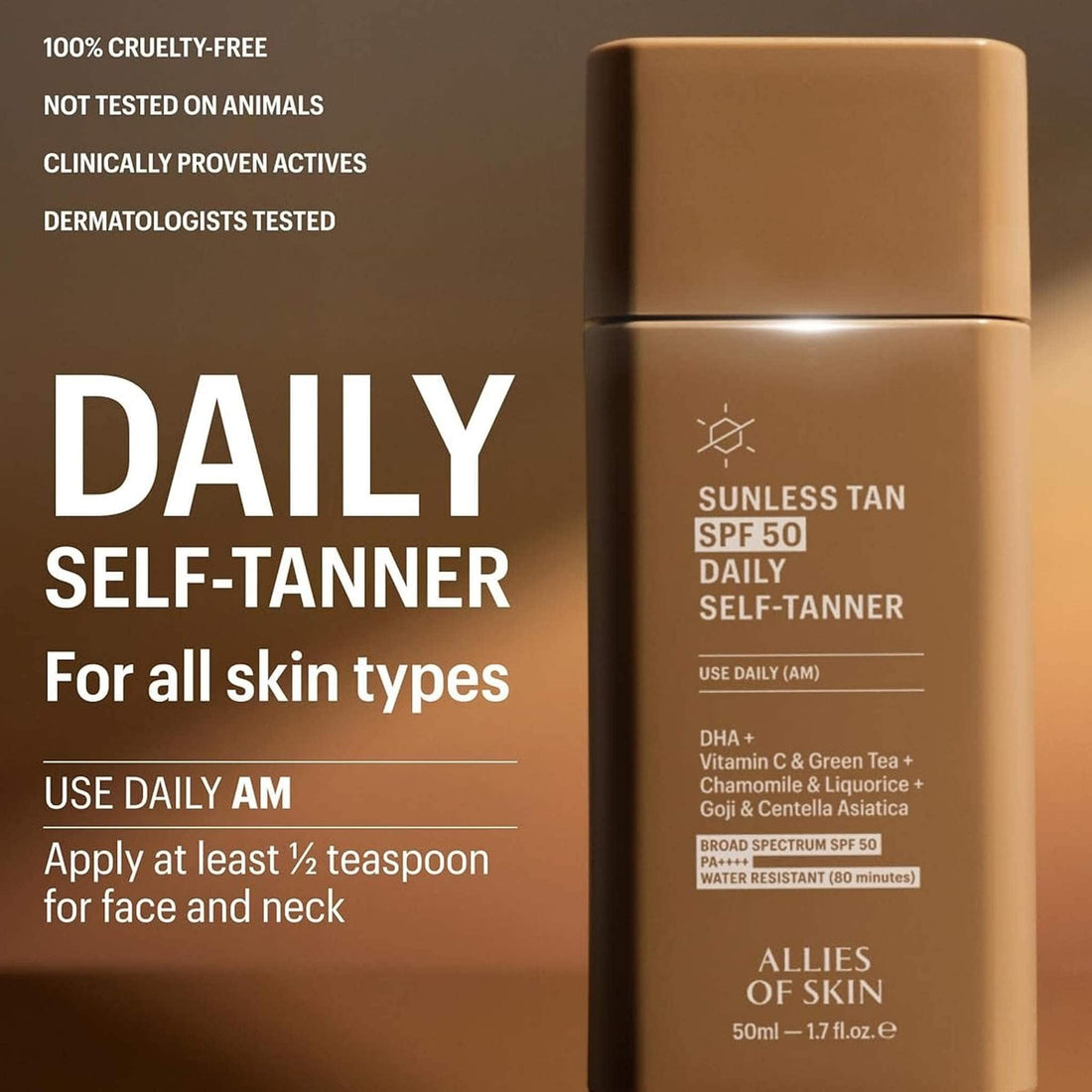 Allies Of Skin Sunscreen Allies of Skin Sunless Tan SPF 50 Daily Self-Tanner - Skin Type Solutions