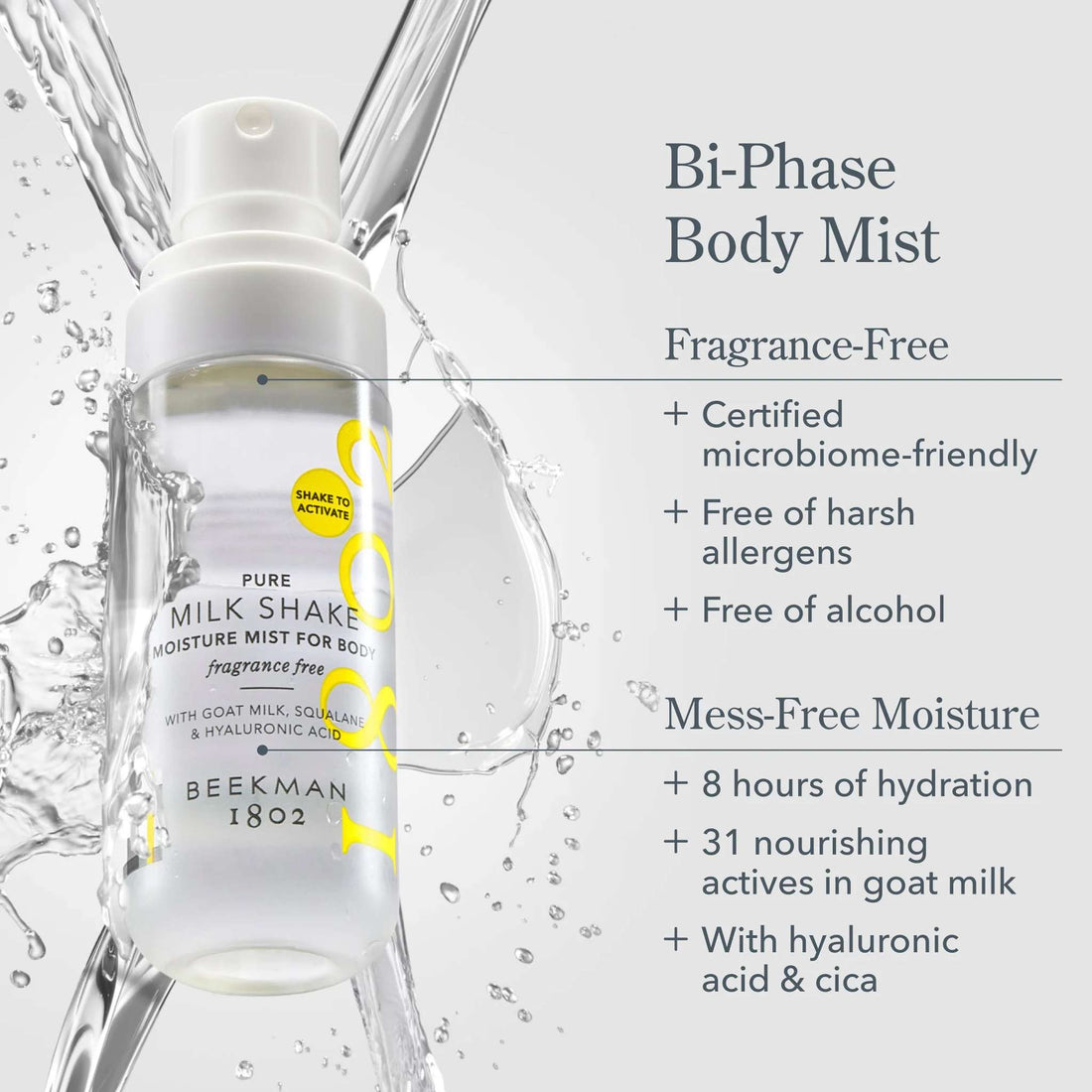 Beekman 1802 Body Moisturizer 2 fl. oz Beekman 1802 Pure Fragrance-Free Milk Shake Moisture Mist for Body - Skin Type Solutions