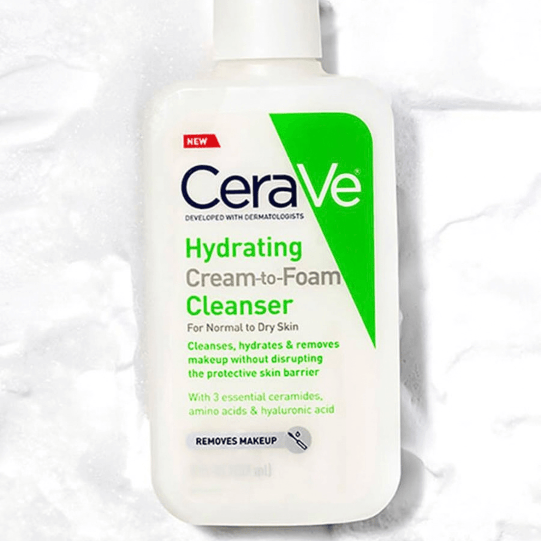 Cerave Facial Cleanser CeraVe Hydrating Cream to Foam Cleanser for Normal to Dry Skin - Skin Type Solutions
