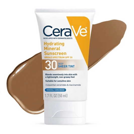 Cerave Face & Body Sunscreen CeraVe Hydrating Mineral Sunscreen Broad Spectrum SPF 30 Deep Tint - Skin Type Solutions