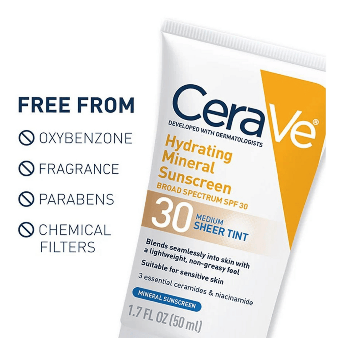 Cerave Face & Body Sunscreen CeraVe Hydrating Mineral Sunscreen Broad Spectrum SPF 30 Deep Tint - Skin Type Solutions