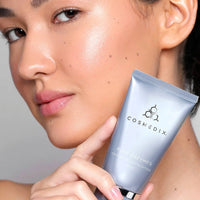 Cosmedix Pure Enzymes Exfoliating Mask with model at skin type solutions