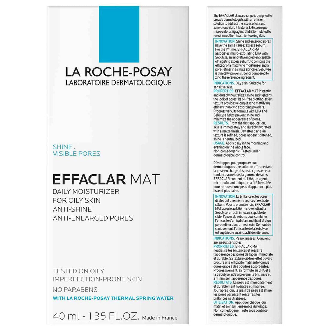 La Roche-Posay Facial Moisturizer 1.35 fl. oz. La Roche-Posay Effaclar Mat Mattifying Moisturizer - Skin Type Solutions