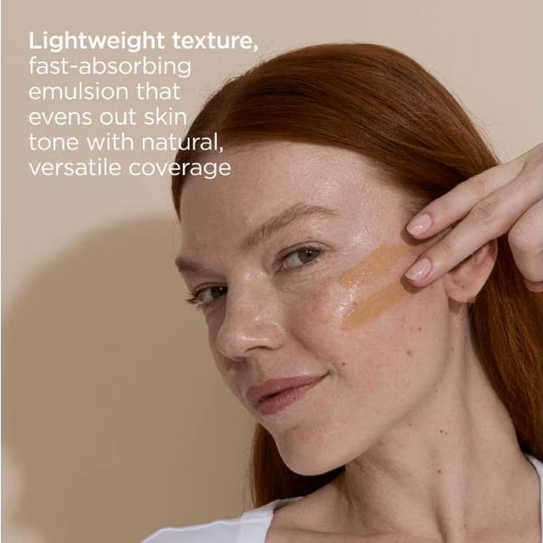 A white bottle of ISDIN Eryfotona Actinica Tinted Lightweight Emulsion Sunscreen SPF 50, skin type solutions model
