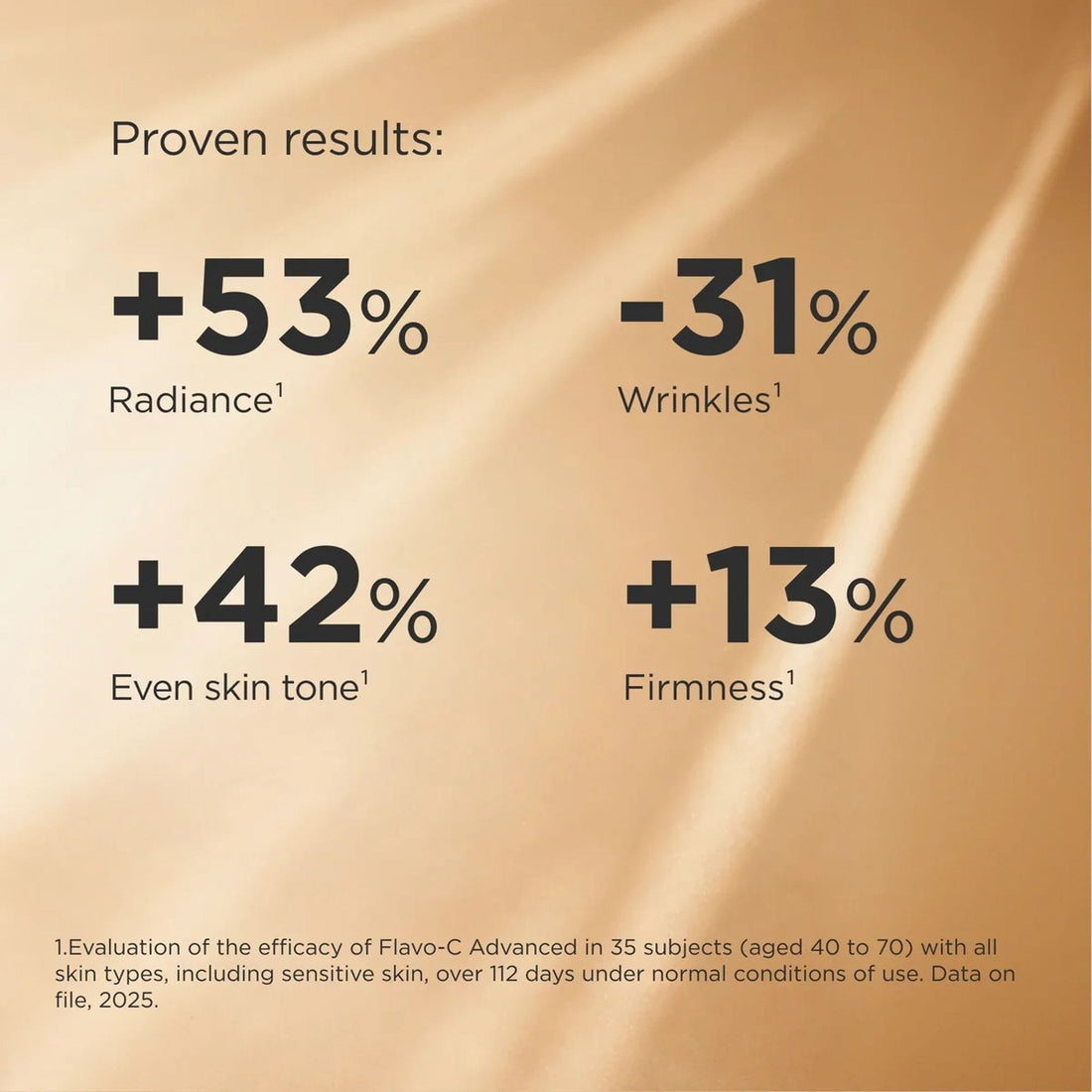 ISDIN ISDINCEUTICS FLAVO-C ADVANCED skincare serum bottle with a white body, gold cap, and golden liquid visible in the clear base, on a white background. Skin type solutions results