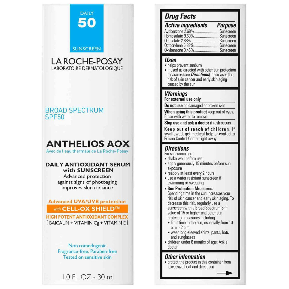 La Roche-Posay Facial Sunscreen 1.0 fl. oz. La Roche-Posay Anthelios 50 AOX Daily Antioxidant Serum SPF 50 - Skin Type Solutions