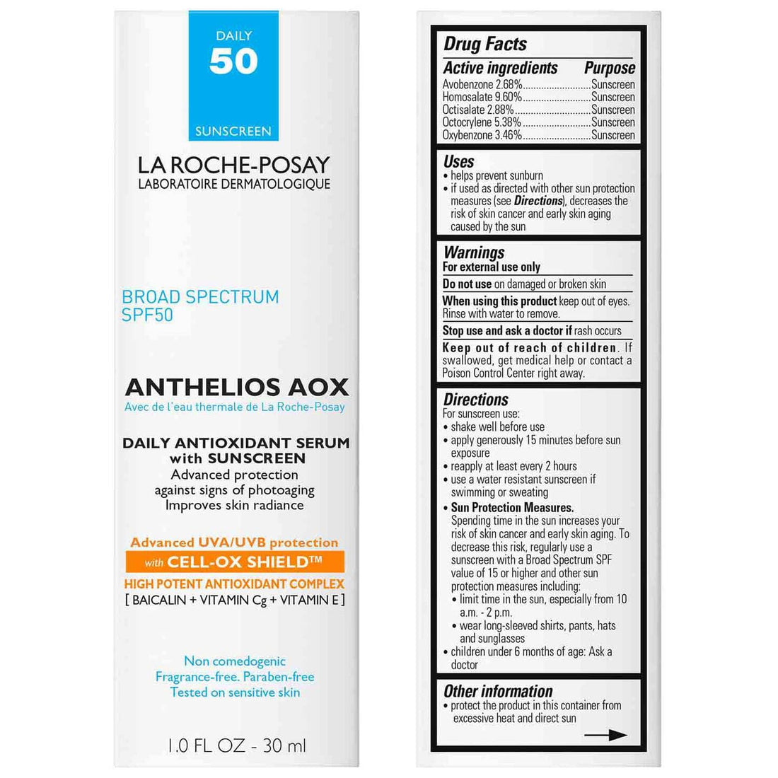 La Roche-Posay Facial Sunscreen 1.0 fl. oz. La Roche-Posay Anthelios 50 AOX Daily Antioxidant Serum SPF 50 - Skin Type Solutions
